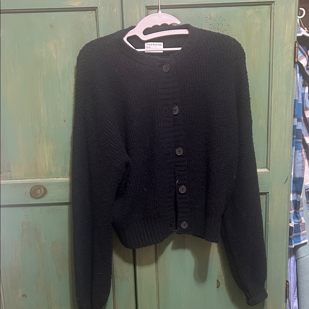 Frank & Oak Dark Blue Button-Up Cardigan